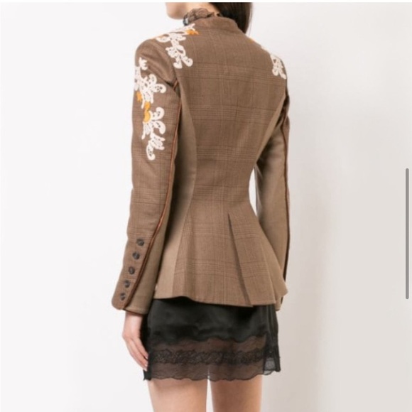Jonathan Simkhai Brown Wool Appliqué Basque Jacket - Picture 5 of 15